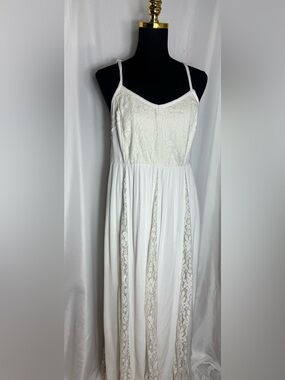 Torrid cottagecore off White Lace-Detail Maxi Dress with Spaghetti Straps 1